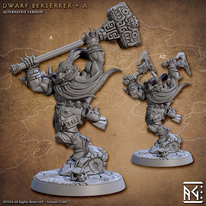 Dwarf Berserkers | Artisan Guild Miniatures | Compatible with D&D/AoS | Fantasy | Tabletop RPG