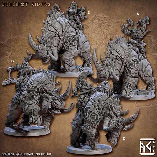 Dwarf Behemot Riders | Artisan Guild Miniatures | Compatible with D&D/AoS | Fantasy | Tabletop RPG