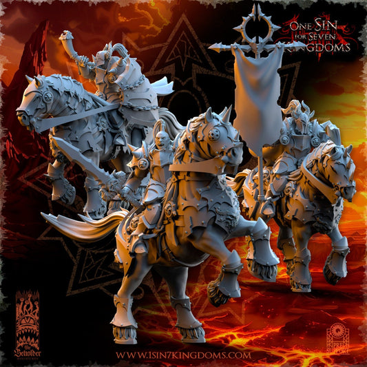 Realms of Mayhem Mounted Command Group Warband Set | The Beholder Miniatures | Compatible with D&D/AoS | Fantasy | Tabletop RPG