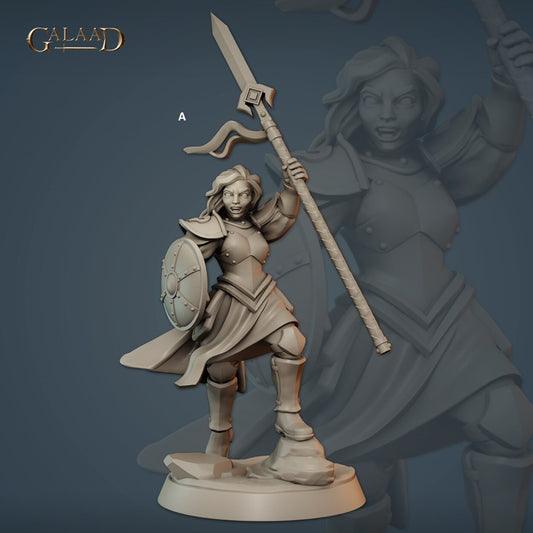 Human Female Vanguard Captain | Galaad Miniatures | Compatible with D&D/AoS | Fantasy | Tabletop RPG