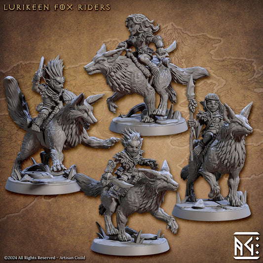 Lurikeen Fox Rider Warrior | Artisan Guild Miniatures | Compatible with D&D/AoS | Fantasy | Tabletop RPG