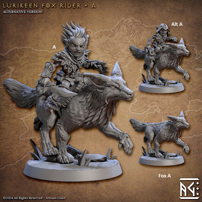 Lurikeen Fox Rider Warrior | Artisan Guild Miniatures | Compatible with D&D/AoS | Fantasy | Tabletop RPG