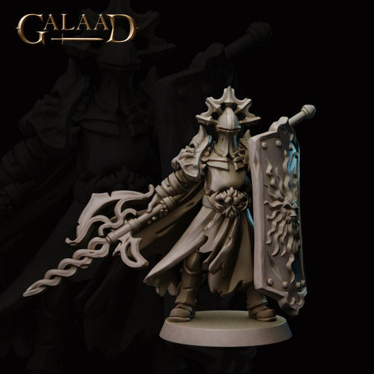 a statue of a knight with a sword and shield