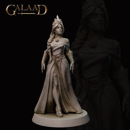 a statue of a woman standing next to a statue of a man