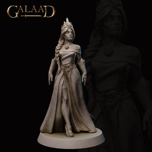 a statue of a woman standing next to a statue of a man