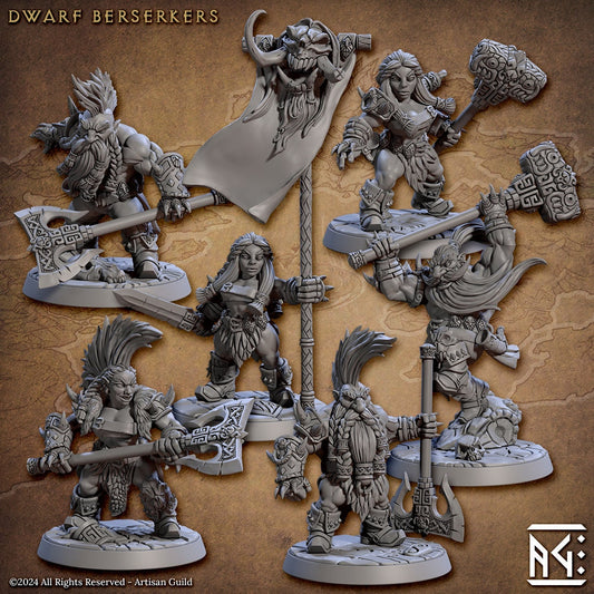 Dwarf Berserkers | Artisan Guild Miniatures | Compatible with D&D/AoS | Fantasy | Tabletop RPG