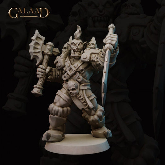 a white painted warhammer with a sword
