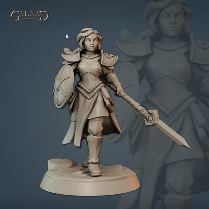 Human Female Vanguard Captain | Galaad Miniatures | Compatible with D&D/AoS | Fantasy | Tabletop RPG