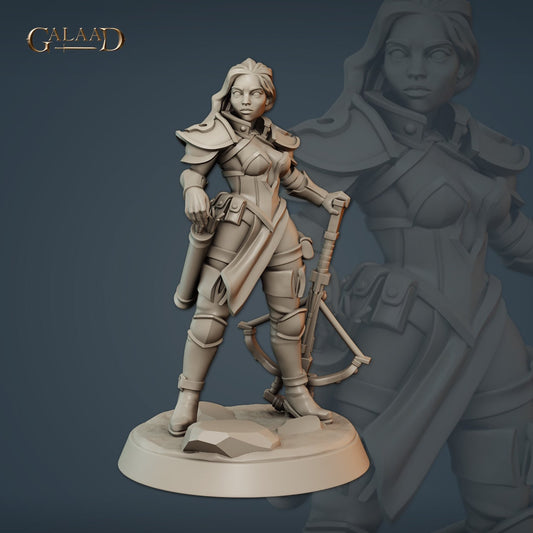 Human Female Vanguard Crossbow | Galaad Miniatures | Compatible with D&D/AoS | Fantasy | Tabletop RPG