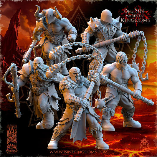 Realms of Mayhem Marauders with Flails Warband Set | The Beholder Miniatures | Compatible with D&D/AoS | Fantasy | Tabletop RPG
