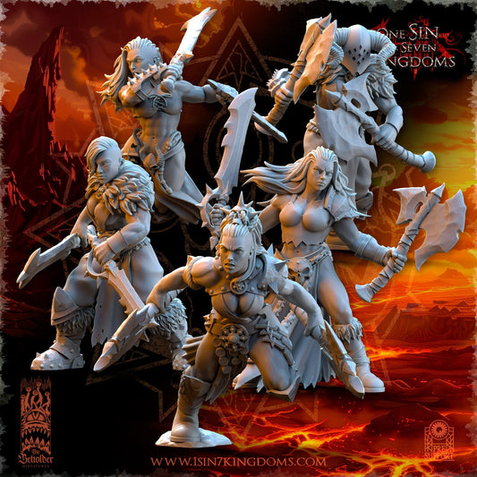 Realms of Mayhem Female Marauders Dual Wielding | The Beholder Miniatures | Compatible with D&D/AoS | Fantasy | Tabletop RPG