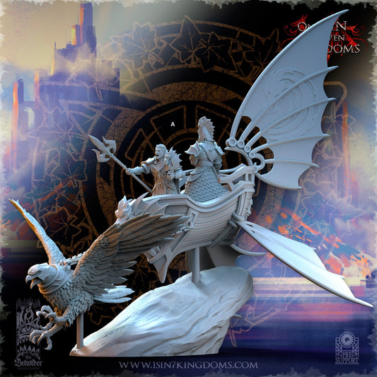 SilverMoor Elf Eagle Chariot | The Beholder Miniatures | Compatible with D&D/AoS | Fantasy | Tabletop RPG