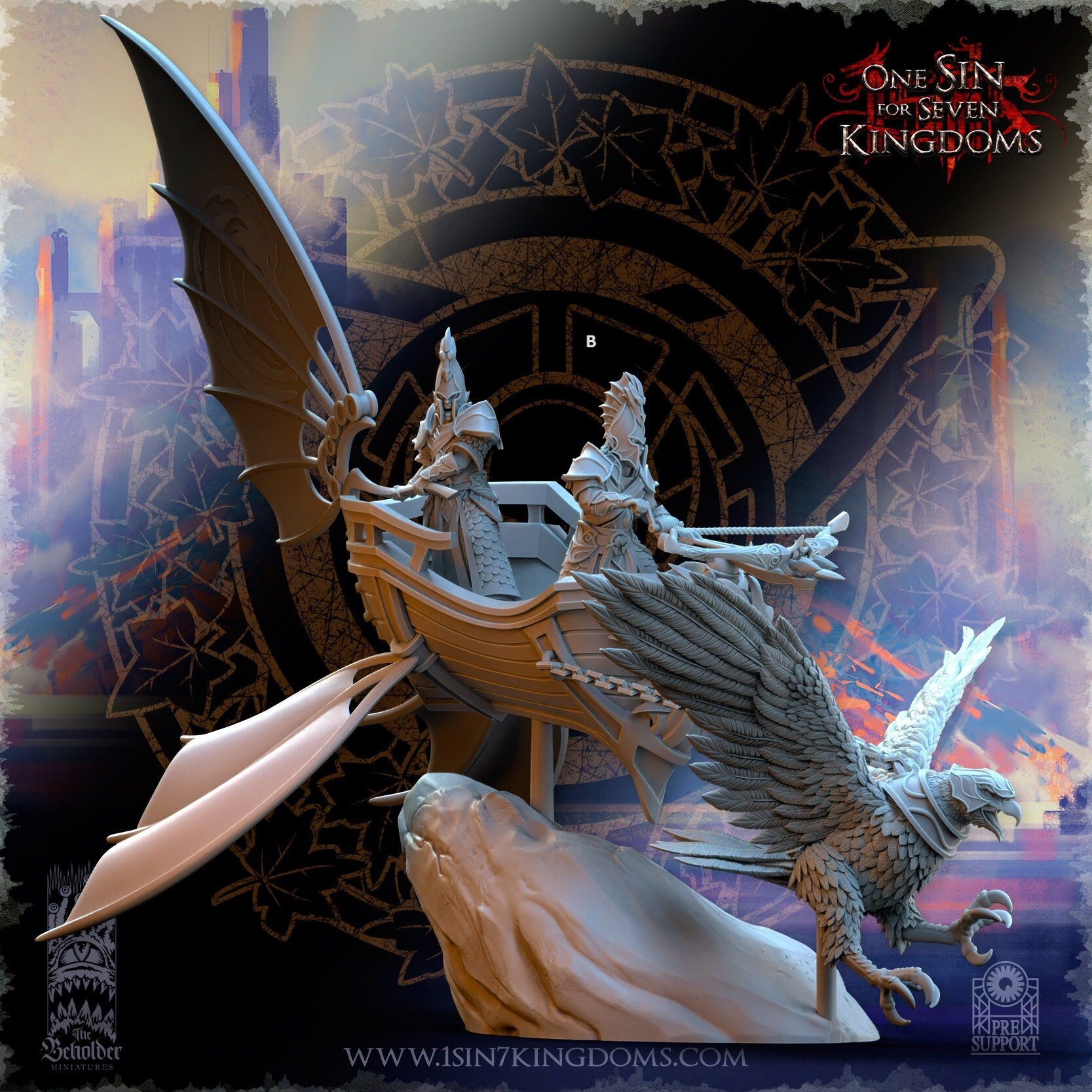 SilverMoor Elf Eagle Chariot | The Beholder Miniatures | Compatible with D&D/AoS | Fantasy | Tabletop RPG