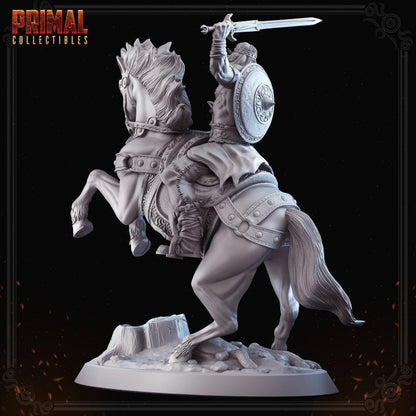 a statue of a man on a horse with a sword