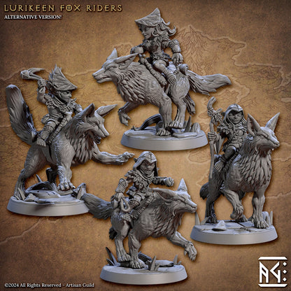 Lurikeen Fox Rider Warrior | Artisan Guild Miniatures | Compatible with D&D/AoS | Fantasy | Tabletop RPG