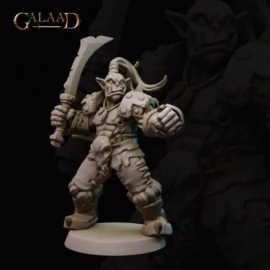 a white painted warhammer with a large sword