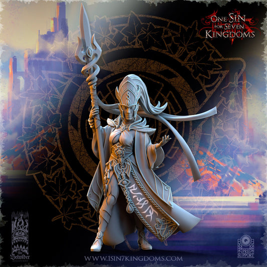 SilverMoor Elf Queen Sephirya | The Beholder Miniatures | Compatible with D&D/AoS | Fantasy | Tabletop RPG
