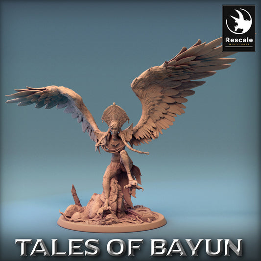 Bayun Harpie with Helmet Attack | Rescale Miniatures | Compatible with D&D/AoS | Fantasy | Tabletop RPG