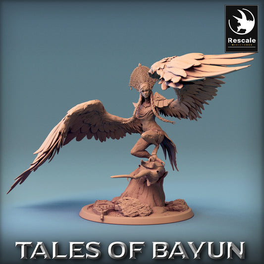 Bayun Harpie with Helmet Stand | Rescale Miniatures | Compatible with D&D/AoS | Fantasy | Tabletop RPG