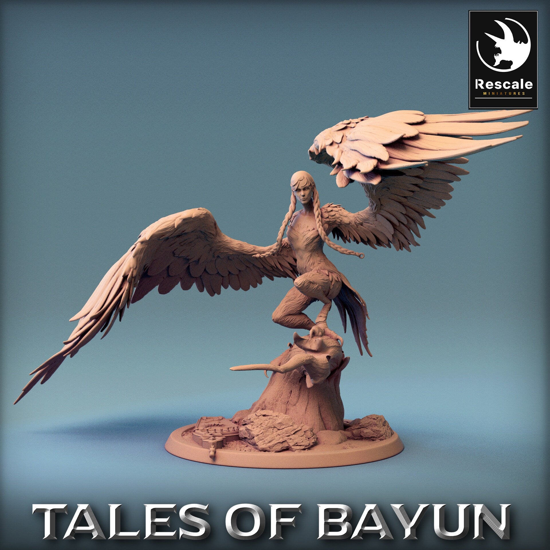 Bayun Harpie Stand | Rescale Miniatures | Compatible with D&D/AoS | Fantasy | Tabletop RPG
