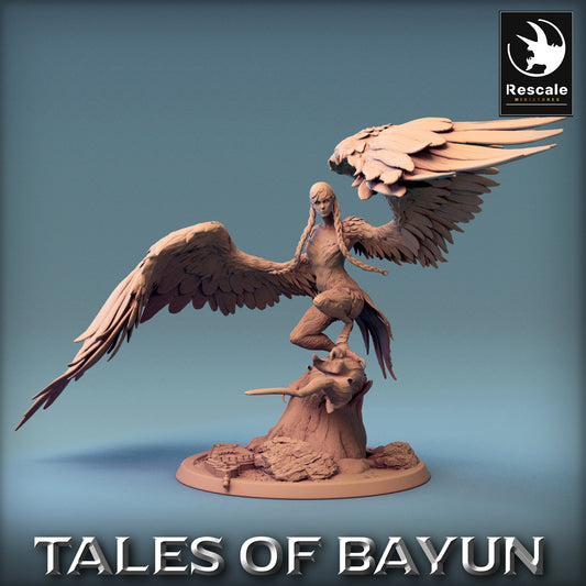 Bayun Harpie Stand | Rescale Miniatures | Compatible with D&D/AoS | Fantasy | Tabletop RPG