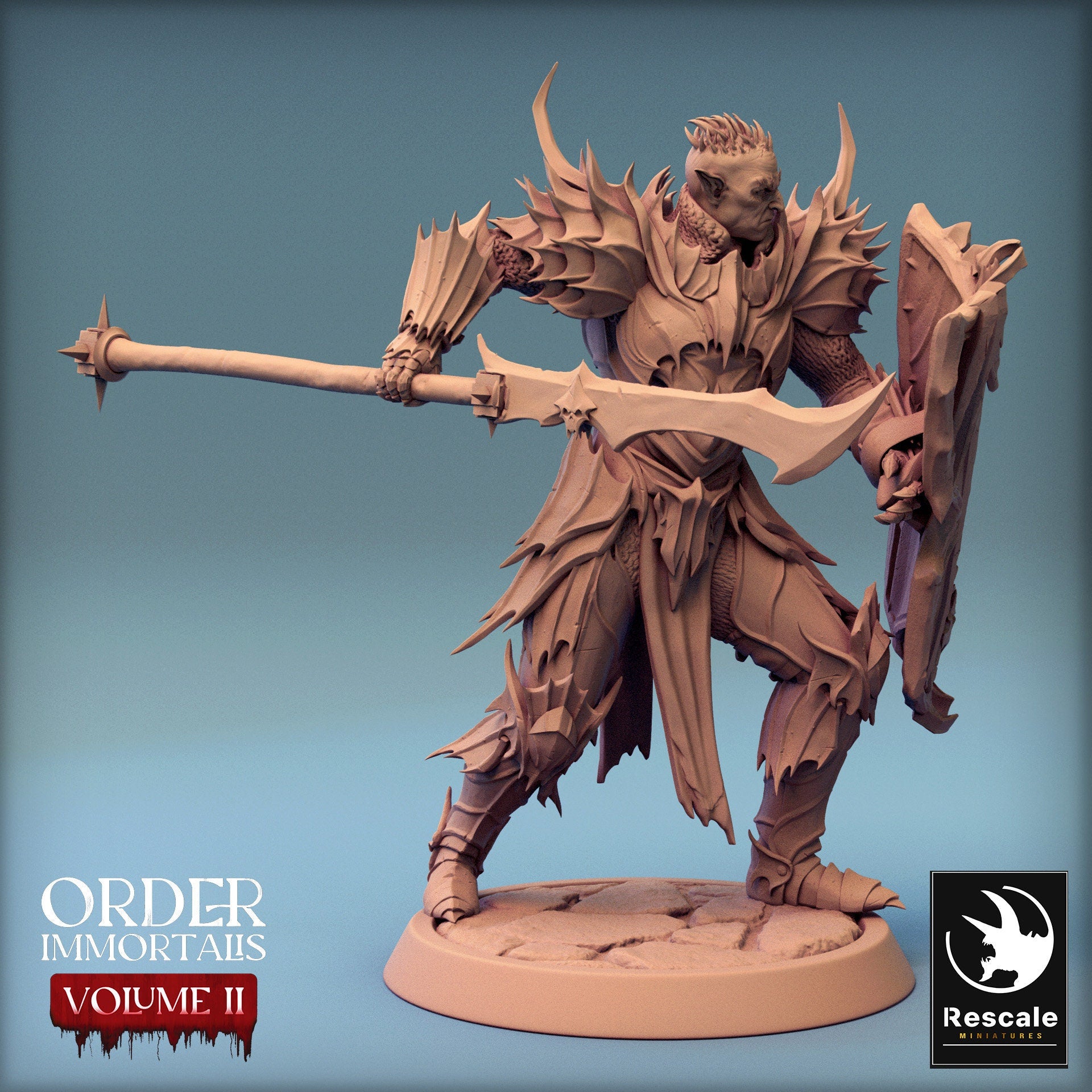 Immortalis Draven Lance and Shield | Rescale Miniatures | Compatible with D&D/AoS | Fantasy | Tabletop RPG