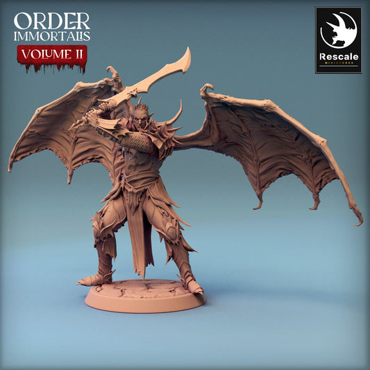 Immortalis Draven Two handed Sword and Wings | Rescale Miniatures | Compatible with D&D/AoS | Fantasy | Tabletop RPG