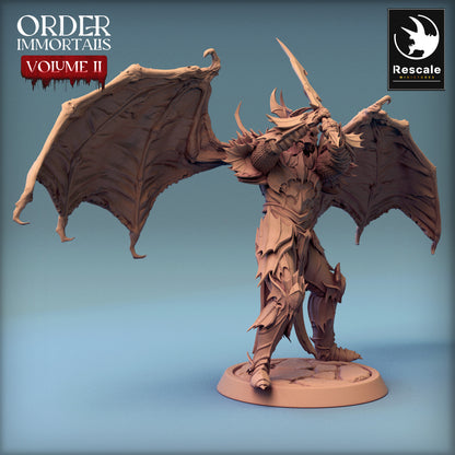 Immortalis Draven Full Armor Two handed Sword and Wings | Rescale Miniatures | Compatible with D&D/AoS | Fantasy | Tabletop RPG