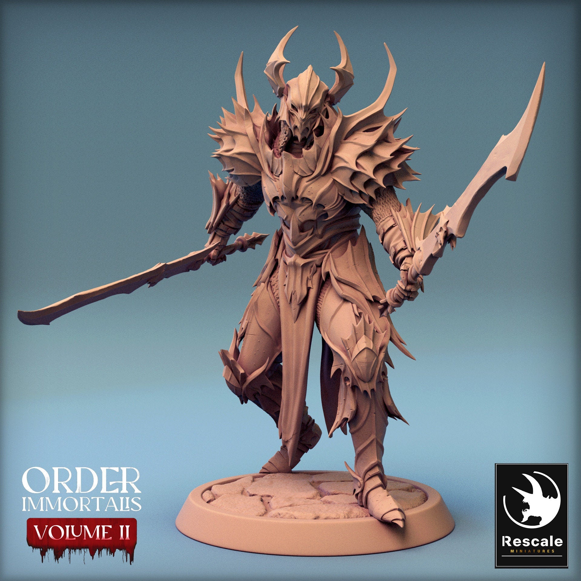 Immortalis Draven Full Armor Dual Wield Swords | Rescale Miniatures | Compatible with D&D/AoS | Fantasy | Tabletop RPG