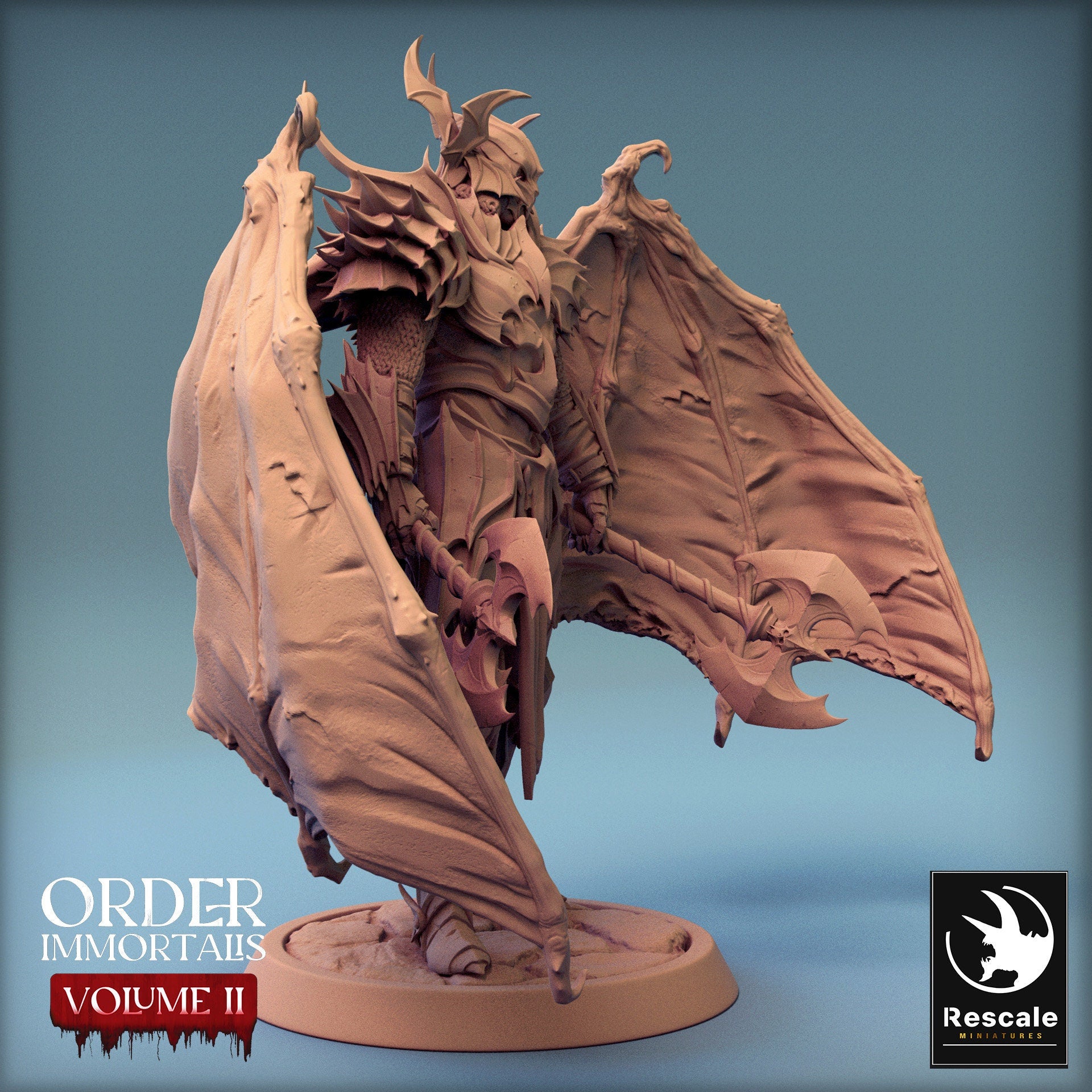 Immortalis Draven Full Armor Chief with Wings | Rescale Miniatures | Compatible with D&D/AoS | Fantasy | Tabletop RPG