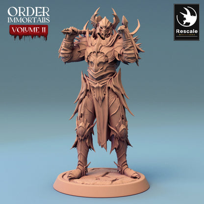 Immortalis Draven Full Armor Stand with Dual Axes | Rescale Miniatures | Compatible with D&D/AoS | Fantasy | Tabletop RPG