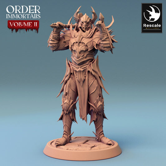 Immortalis Draven Full Armor Stand with Dual Axes | Rescale Miniatures | Compatible with D&D/AoS | Fantasy | Tabletop RPG