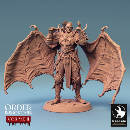Immortalis Draven Stand with Dual Axes and Wings | Rescale Miniatures | Compatible with D&D/AoS | Fantasy | Tabletop RPG