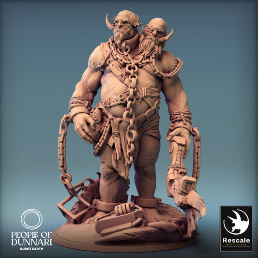 Dunnari Sand Ettin Stand | Rescale Miniatures | Compatible with D&D/AoS | Fantasy | Tabletop RPG