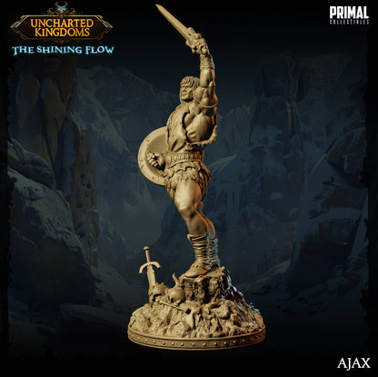 a statue of a man holding a sword