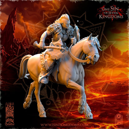 Realms of Mayhem Barbarian Rider | The Beholder Miniatures | Compatible with D&D/AoS | Fantasy | Tabletop RPG