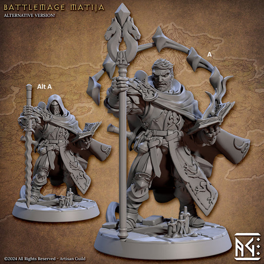 Vanguard Battle Mage Matija | Artisan Guild Miniatures | Compatible with D&D/AoS | Fantasy | Tabletop RPG