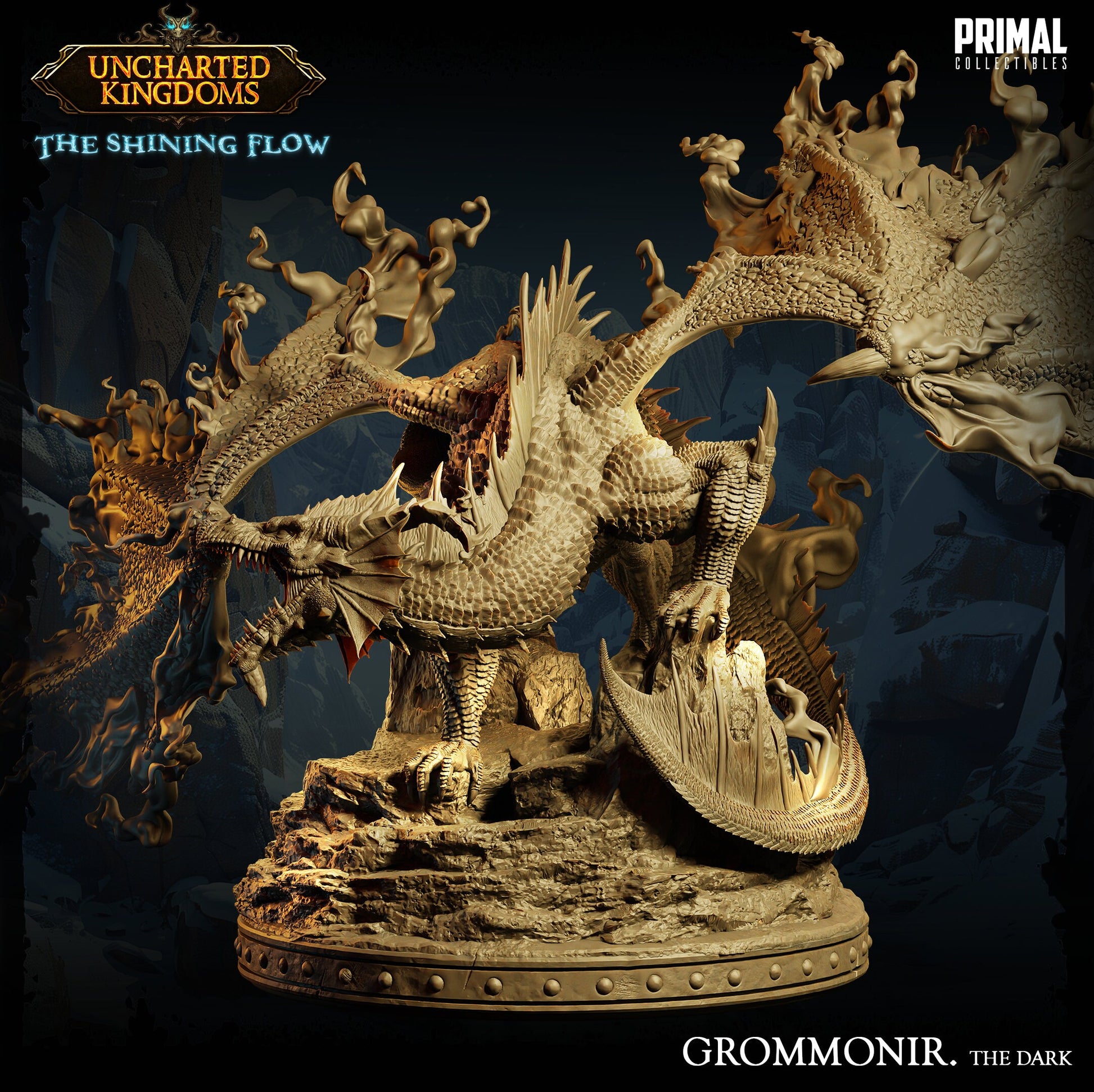 Shadow Dragon Grommonir | Primal Collectibles | Compatible with D&D/AoS | Fantasy