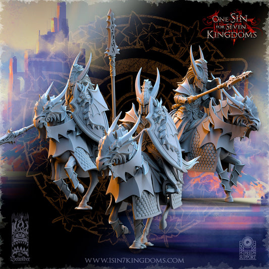 Silvermoor Elf Dragon-born Knight Lancer | The Beholder Miniatures | Compatible with D&D/AoS | Fantasy | Tabletop RPG