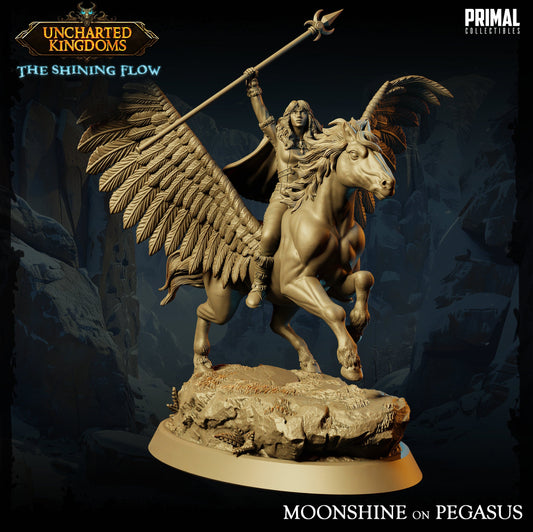 Female Cleric Moonshine on Pegasus | Primal Collectibles | Compatible with D&D/AoS | Fantasy