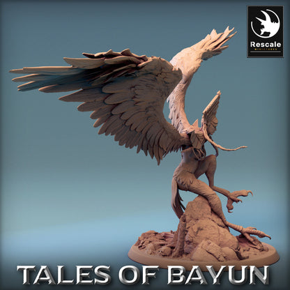 Bayun Harpie with Helmet Attack | Rescale Miniatures | Compatible with D&D/AoS | Fantasy | Tabletop RPG