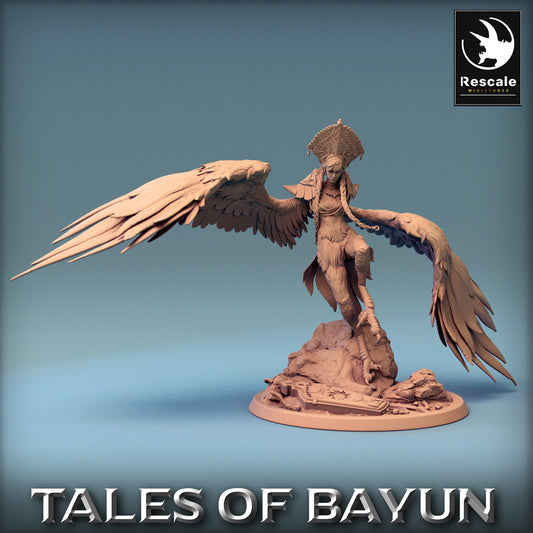 Bayun Harpie with Helmet Slide | Rescale Miniatures | Compatible with D&D/AoS | Fantasy | Tabletop RPG