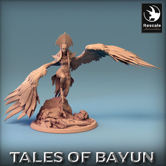 Bayun Harpie with Helmet Slide Alt | Rescale Miniatures | Compatible with D&D/AoS | Fantasy | Tabletop RPG