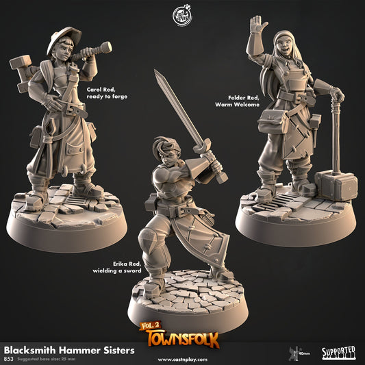 Blacksmith Hammer Sister | CastnPlay | Compatible with D&D/AoS | Fantasy | Tabletop RPG