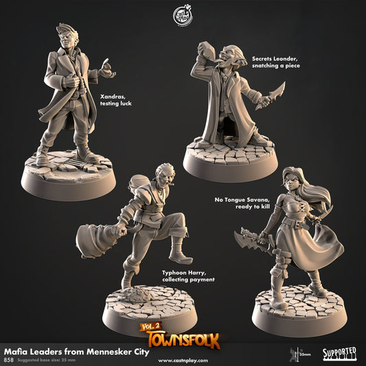 Mafia Leaders from Mennesker City | CastnPlay | Compatible with D&D/AoS | Fantasy | Tabletop RPG