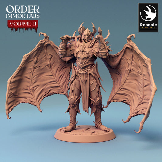 Immortalis Draven Full Armor Stand with Dual Axes and Wings | Rescale Miniatures | Compatible with D&D/AoS | Fantasy | Tabletop RPG