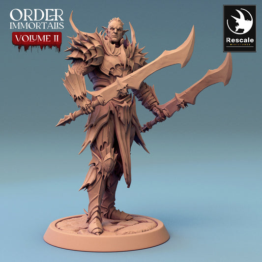 Immortalis Draven Stand with Dual Swords | Rescale Miniatures | Compatible with D&D/AoS | Fantasy | Tabletop RPG