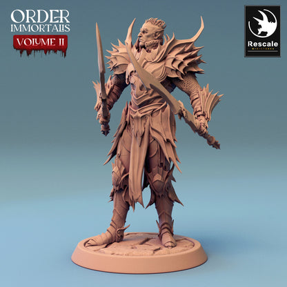 Immortalis Draven Stand with Dual Swords | Rescale Miniatures | Compatible with D&D/AoS | Fantasy | Tabletop RPG