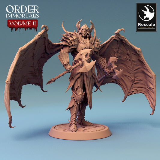 Immortalis Draven Full Armor Stand with Twin Axes and Wings | Rescale Miniatures | Compatible with D&D/AoS | Fantasy | Tabletop RPG