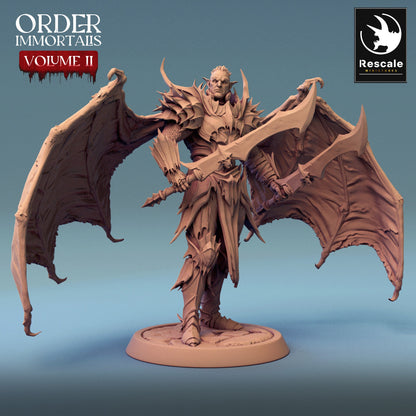 Immortalis Draven Stand with Dual Swords and Wings | Rescale Miniatures | Compatible with D&D/AoS | Fantasy | Tabletop RPG